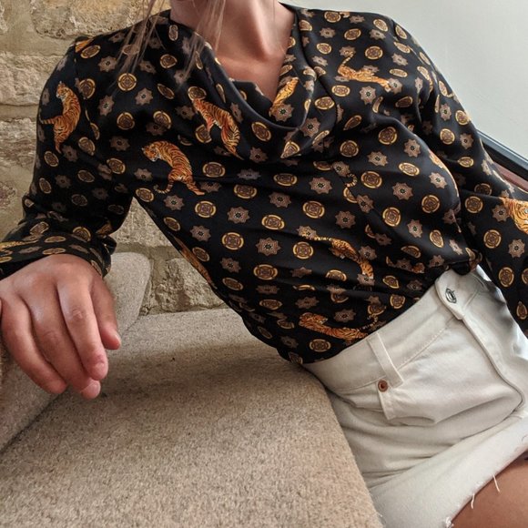 Zara Tiger Print Cowl Neck Blouse - Picture 12 of 12